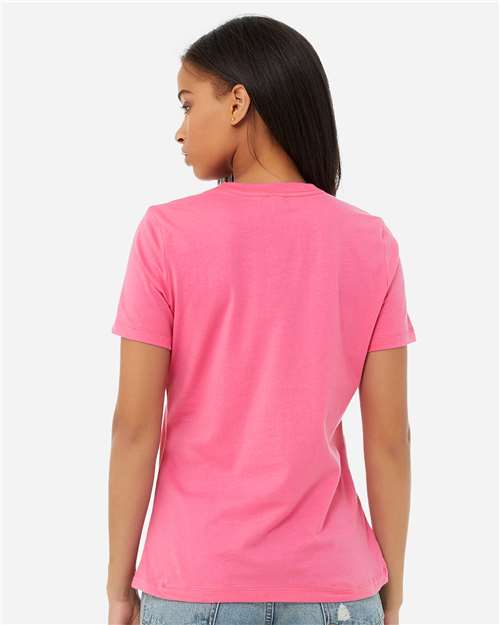 BELLA + CANVAS 6400 Women’s Relaxed Jersey Tee - Charity Pink - model back