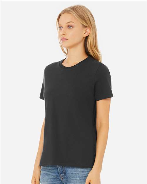 BELLA + CANVAS 6400 Women’s Relaxed Jersey Tee - Dark Grey - model side