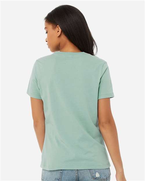 BELLA + CANVAS 6400 Women’s Relaxed Jersey Tee - Dusty Blue - model back