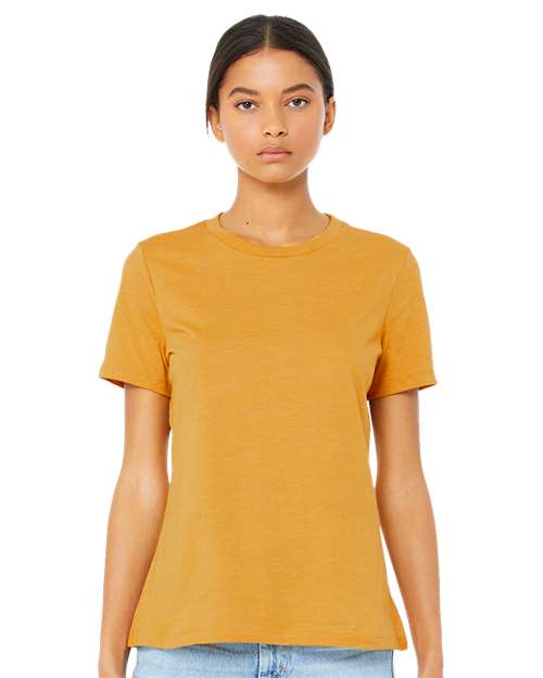 BELLA + CANVAS 6400 Women’s Relaxed Jersey Tee - Mustard - model front