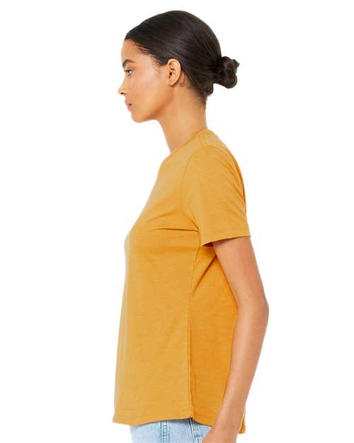 BELLA + CANVAS 6400 Women’s Relaxed Jersey Tee - Mustard - model side