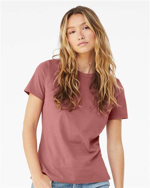 BELLA + CANVAS 6400 Women’s Relaxed Jersey Tee - Mauve - model front