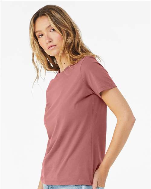BELLA + CANVAS 6400 Women’s Relaxed Jersey Tee - Mauve - model side