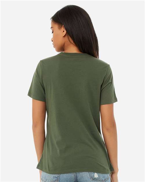 BELLA + CANVAS 6400 Women’s Relaxed Jersey Tee - Military Green - model back