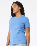 BELLA + CANVAS 6400 Women’s Relaxed Jersey Tee - Carolina Blue - model side