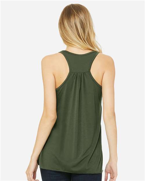 BELLA + CANVAS 8800 Women's Flowy Racerback Tank - Military Green - model back