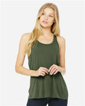 BELLA + CANVAS 8800 Women's Flowy Racerback Tank - Military Green - model front