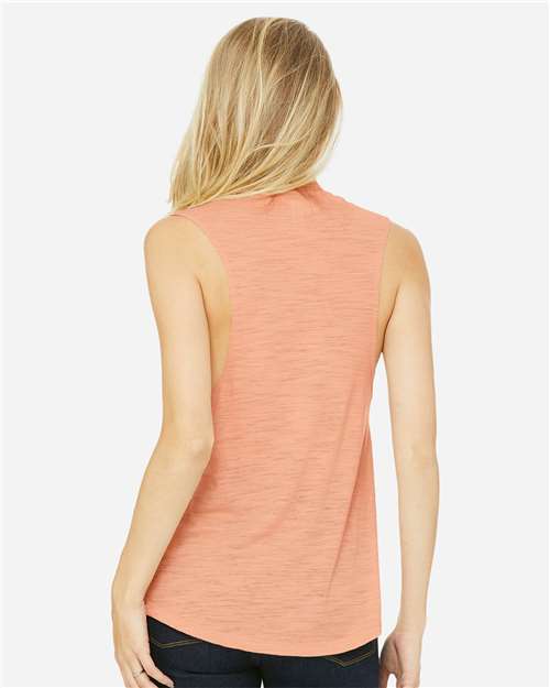 BELLA + CANVAS 8803 Women's Flowy Scoop Muscle Tank - Peach Slub - model back
