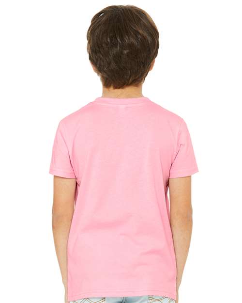Bella + Canvas 3001Y Youth Jersey Tee - Pink - model back