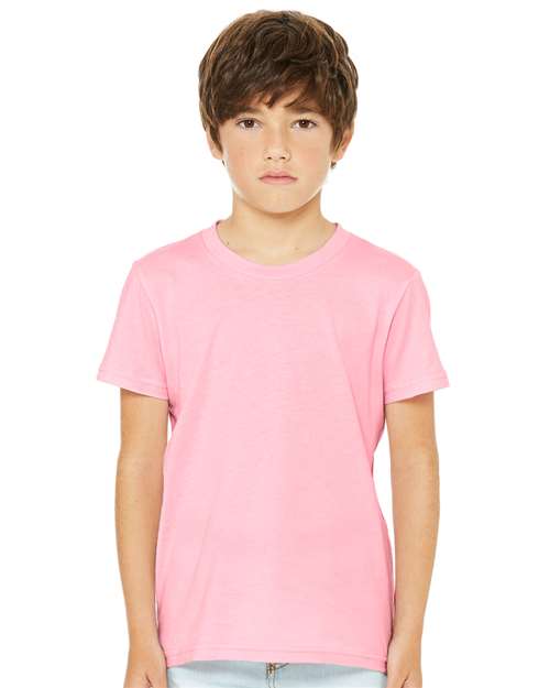 Bella + Canvas 3001Y Youth Jersey Tee - Pink - model front