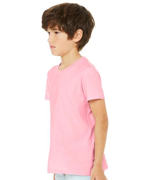 Bella + Canvas 3001Y Youth Jersey Tee - Pink - model side