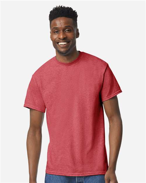 Gildan 8000 DryBlend T-Shirt - Heather Scarlet Red - model front