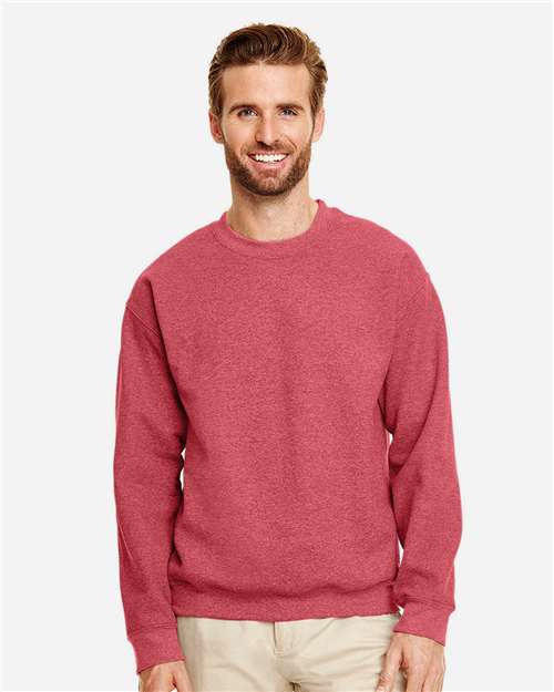 Gildan 18000 Heavy Blend Crewneck Sweatshirt - Heather Scarlet Red - model front
