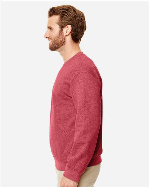 Gildan 18000 Heavy Blend Crewneck Sweatshirt - Heather Scarlet Red - model side