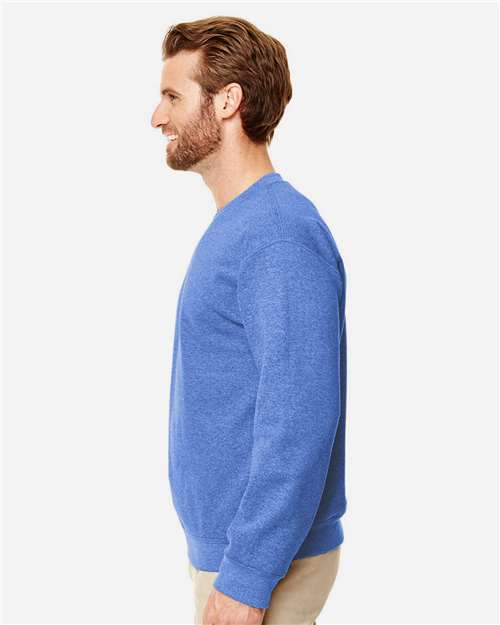 Gildan 18000 Heavy Blend Crewneck Sweatshirt - Heather Deep Royal - model side