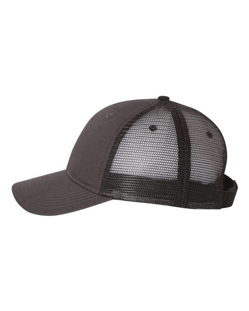 Valucap S102 Sandwich Trucker Cap - Charcoal/ Black - side