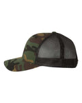 Yupoong 6606 Retro Trucker Cap - Green Camo/ Black - side