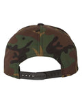 Yupoong 6089M Premium Flat Bill Snapback Cap - Camo/ Black - back