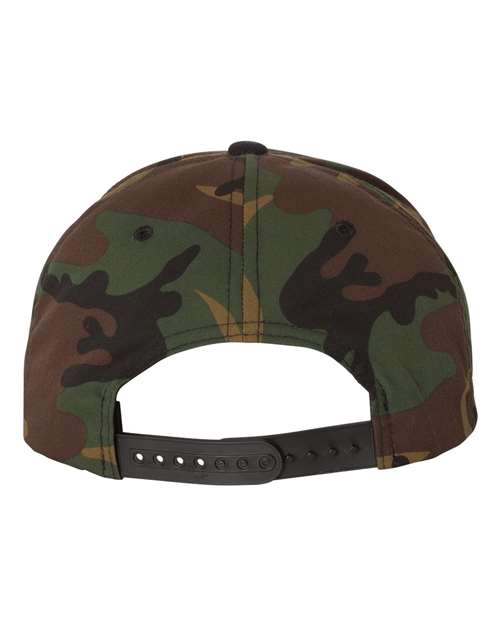 Yupoong 6089M Premium Flat Bill Snapback Cap - Camo/ Black - back