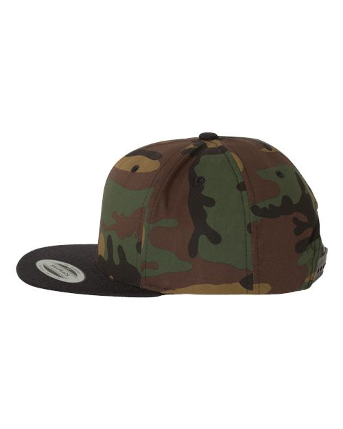 Yupoong 6089M Premium Flat Bill Snapback Cap - Camo/ Black - side