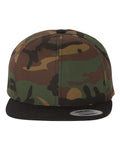 Yupoong 6089M Premium Flat Bill Snapback Cap - Camo/ Black - front