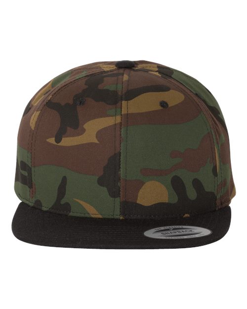 Yupoong 6089M Premium Flat Bill Snapback Cap - Camo/ Black - front