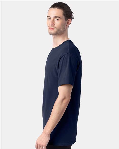 Hanes GDH100 Men's Garment-Dyed T-Shirt - Navy - model side