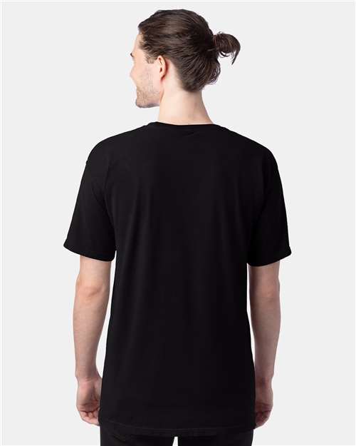 Hanes GDH100 Men's Garment-Dyed T-Shirt - Black - model back