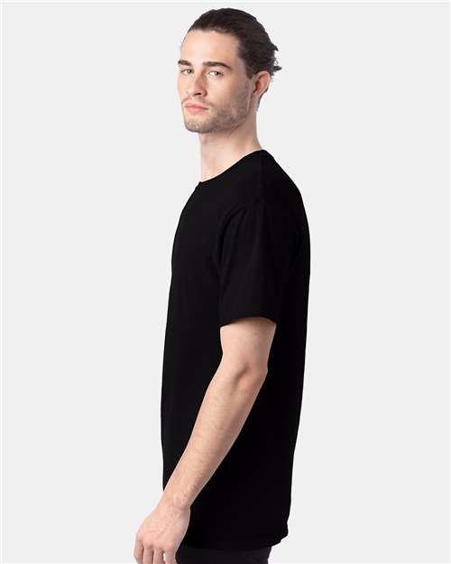 Hanes GDH100 Men's Garment-Dyed T-Shirt - Black - model side