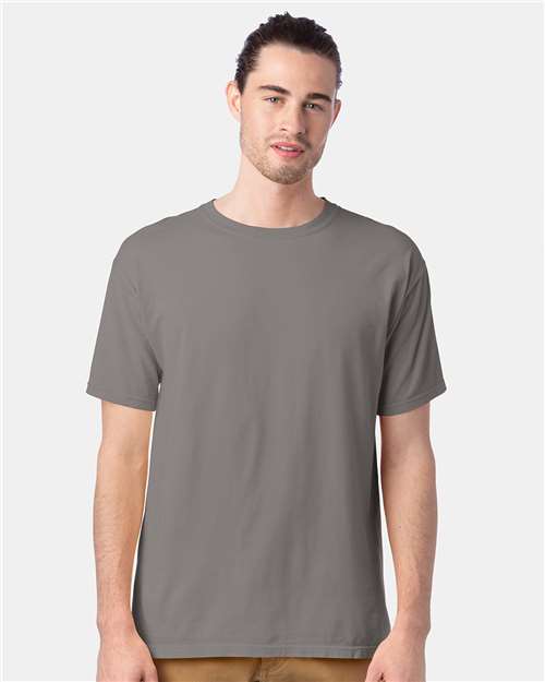 Hanes GDH100 Men's Garment-Dyed T-Shirt - Concrete Grey - model front