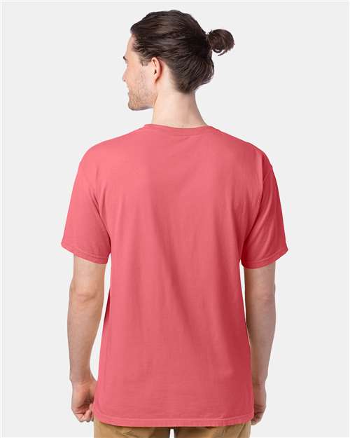 Hanes GDH100 Men's Garment-Dyed T-Shirt - Coral Craze - model back