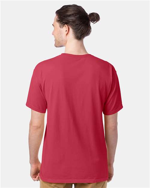 Hanes GDH100 Men's Garment-Dyed T-Shirt - Crimson Fall - model back