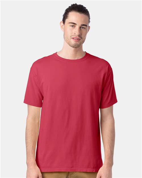 Hanes GDH100 Men's Garment-Dyed T-Shirt - Crimson Fall - model front