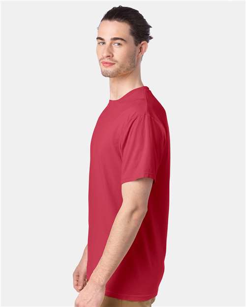 Hanes GDH100 Men's Garment-Dyed T-Shirt - Crimson Fall - model side