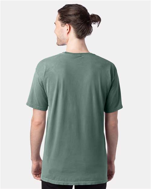 Hanes GDH100 Men's Garment-Dyed T-Shirt - Cypress Green - model back