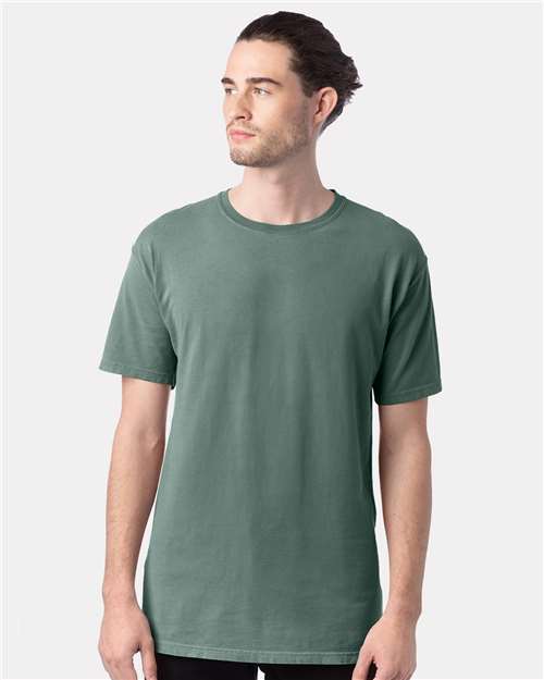Hanes GDH100 Men's Garment-Dyed T-Shirt - Cypress Green - model front