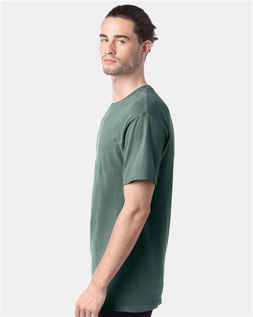 Hanes GDH100 Men's Garment-Dyed T-Shirt - Cypress Green - model side