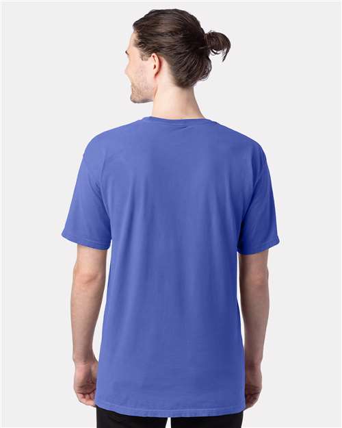 Hanes GDH100 Men's Garment-Dyed T-Shirt - Deep Forte Blue - model back