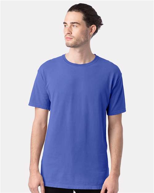 Hanes GDH100 Men's Garment-Dyed T-Shirt - Deep Forte Blue - model front