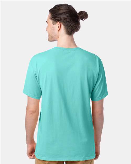 Hanes GDH100 Men's Garment-Dyed T-Shirt - Mint - model back