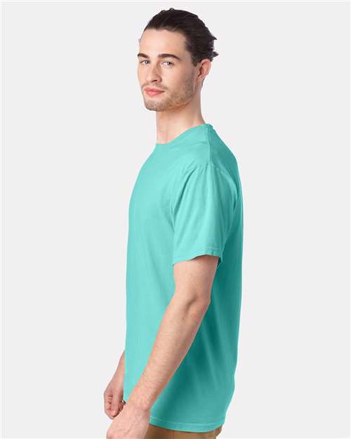 Hanes GDH100 Men's Garment-Dyed T-Shirt - Mint - model side