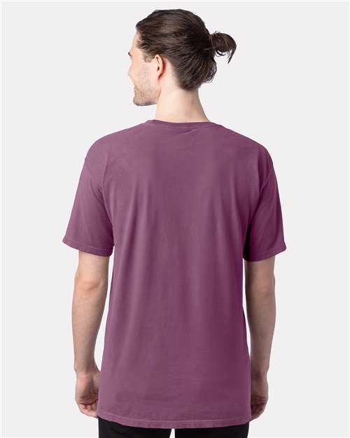 Hanes GDH100 Men's Garment-Dyed T-Shirt - Purple Plum Raisin - model back