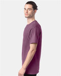 Hanes GDH100 Men's Garment-Dyed T-Shirt - Purple Plum Raisin - model side