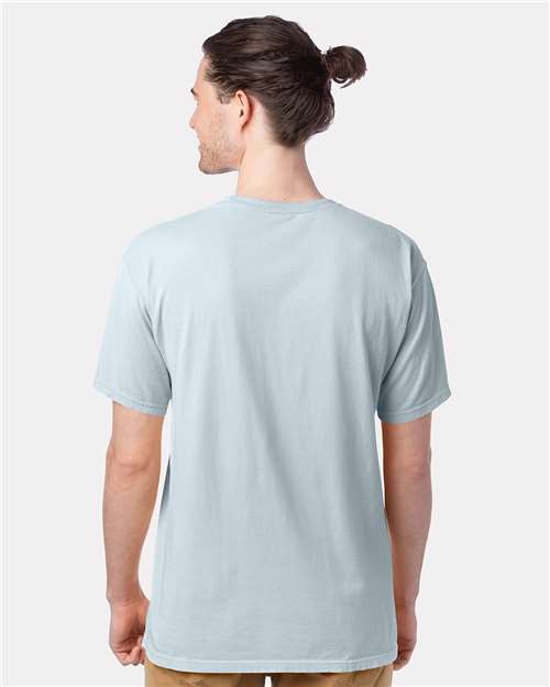 Hanes GDH100 Men's Garment-Dyed T-Shirt - Soothing Blue - model back