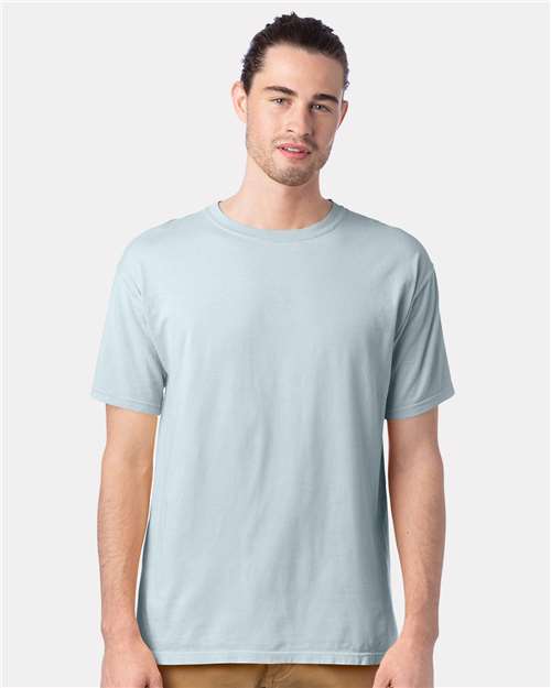 Hanes GDH100 Men's Garment-Dyed T-Shirt - Soothing Blue - model front
