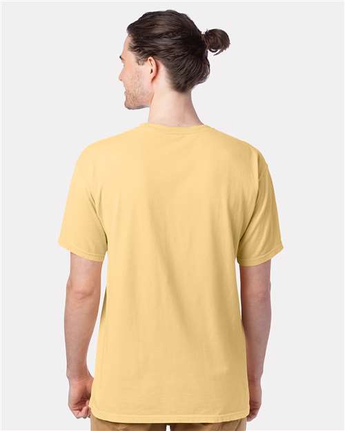 Hanes GDH100 Men's Garment-Dyed T-Shirt - Summer Squash Yellow - model back