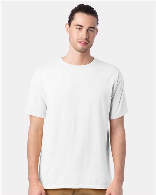 Hanes GDH100 Men's Garment-Dyed T-Shirt - White - model front