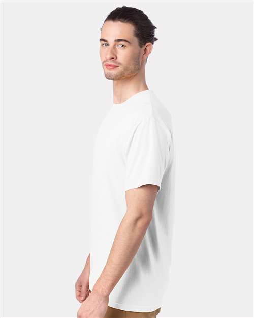 Hanes GDH100 Men's Garment-Dyed T-Shirt - White - model side