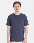 Hanes GDH150 Unisex Garment-Dyed Pocket T-Shirt - Anchor Slate - model front