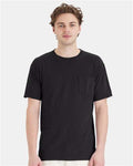 Hanes GDH150 Unisex Garment-Dyed Pocket T-Shirt - Black - model front